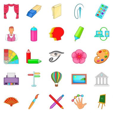 Sanat Atölyesi Icons set, karikatür tarzı