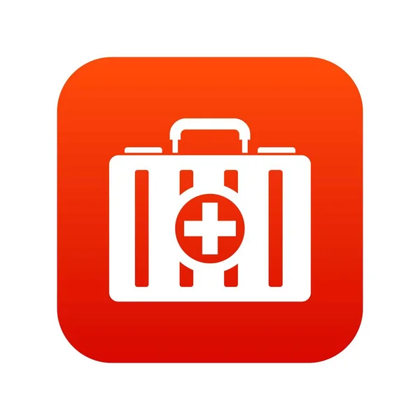 First aid kit icon digital red — Stock Vector
