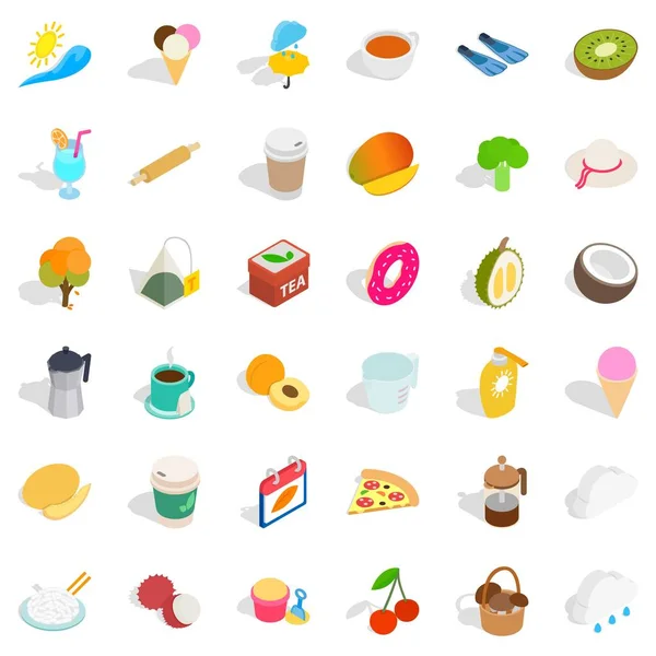 Coffee icons set, isometric style — Stock Vector