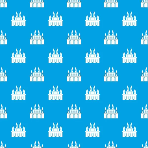 Château médiéval motif sans couture bleu — Image vectorielle