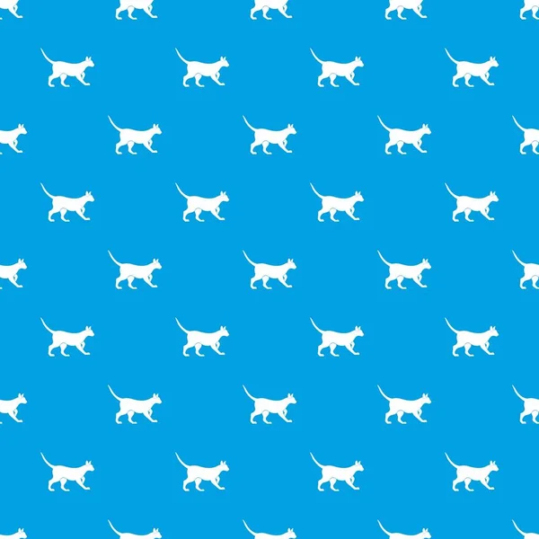 Kat patroon naadloze blauw — Stockvector