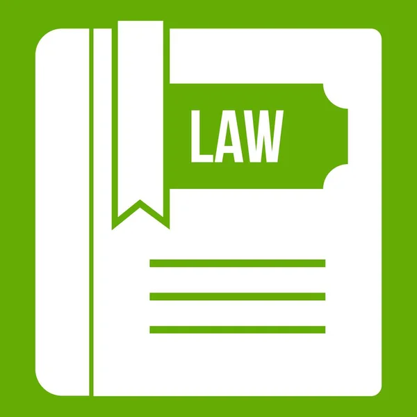 Law book icon green — Stock Vector