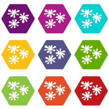 Renk altı yüzlü Paintball blob Icon set