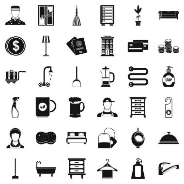 Passport Inn Icons set, basit tarzı için