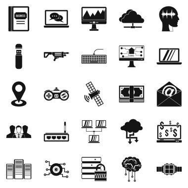 Modern eğlence Icons set, basit tarzı