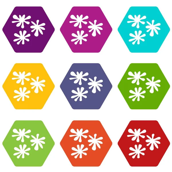 Paintball blob icon set color hexahedron — Stock Vector