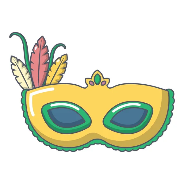 Icono de máscara de carnaval, estilo de dibujos animados — Vector de stock