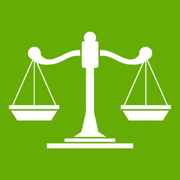 Escalas de justicia icono verde — Vector de stock