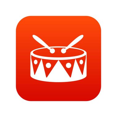 Davul ve sopaları simgesi dijital kırmızı