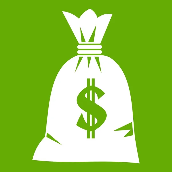 Zielona ikona worek pieniędzy — Wektor stockowy