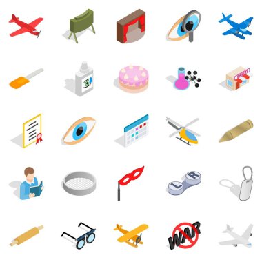 Hareketli resim Icons set, izometrik stili