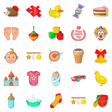 Çocuk refah simgeler ayarla, tarzı çizgi film