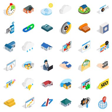 Sigorta poliçesi Icons set, izometrik stili