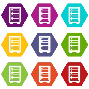 Renk altı yüzlü güvenlik güvenli Icon set