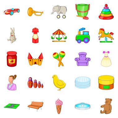 Kreş hizmetçi Icons set, karikatür tarzı