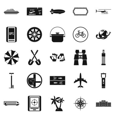 Yolculuk Icons set, basit tarzı