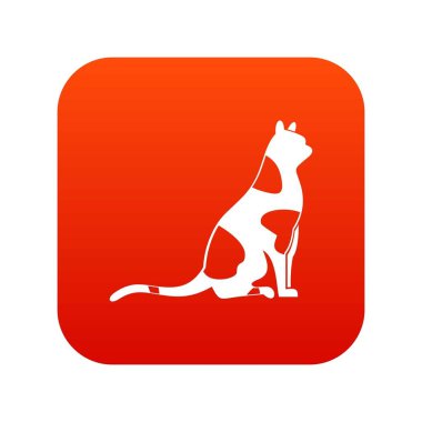 Oturma kedi simgesi dijital kırmızı