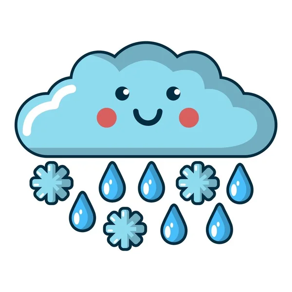 Icono de nieve y lluvia, estilo de dibujos animados — Vector de stock