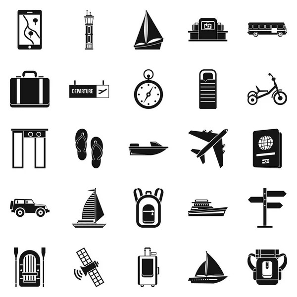 Voyage spot icons set, simple style — Stock Vector