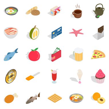 Dolgu topuz Icons set, izometrik stil için