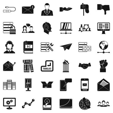 İşbirliği Icons set, basit tarzı