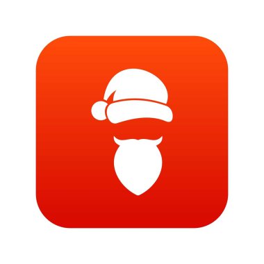 Santa Claus şapka ve sakal simgesi dijital kırmızı