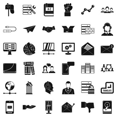 Şirket Icons set, basit tarzı