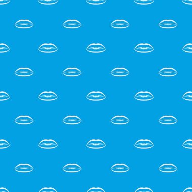 Dudakları etrafında çizilmiş çizgiler ile desen kesintisiz mavi