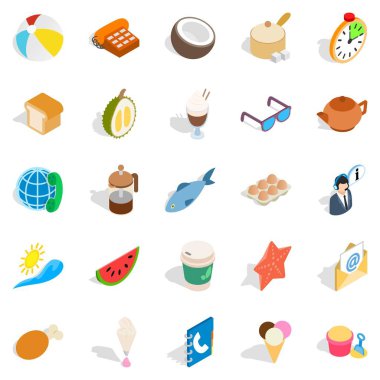 Tatlı Menü simgeleri kümesini, izometrik stili