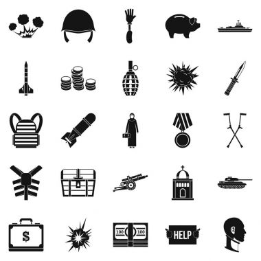 Savaş suçu Icons set, basit tarzı