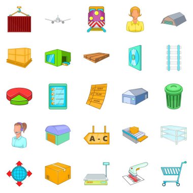 Büyük depo Icons set, karikatür tarzı