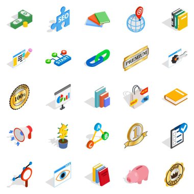 Ekonomi Icons set, izometrik stili