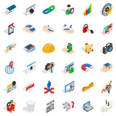 Kamera Icons set, izometrik stili