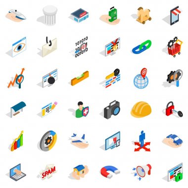 Süpermarket Icons set, izometrik stili