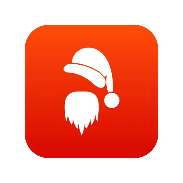 サンタ クロースの帽子とひげのアイコン デジタル赤 — ストックベクタ