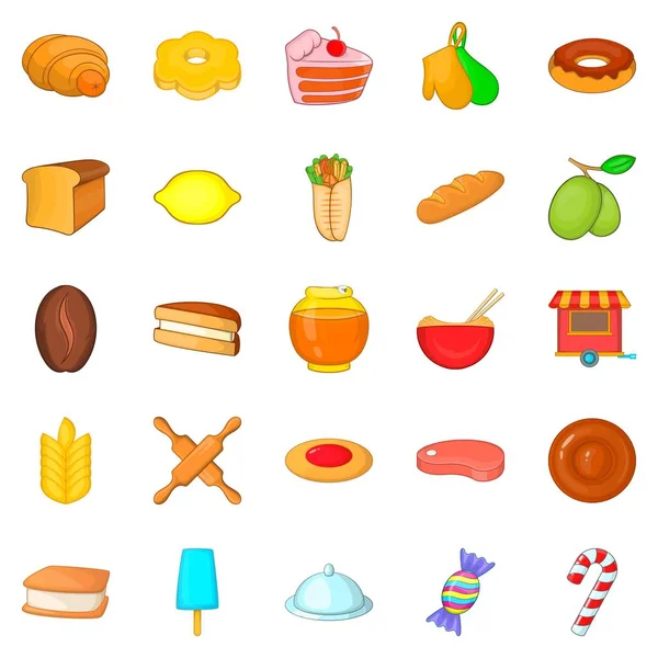 Conjunto de ícones de pão, estilo cartoon — Vetor de Stock