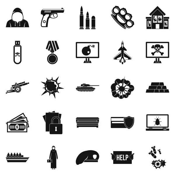 Oorlogvoering iconen set, eenvoudige stijl — Stockvector