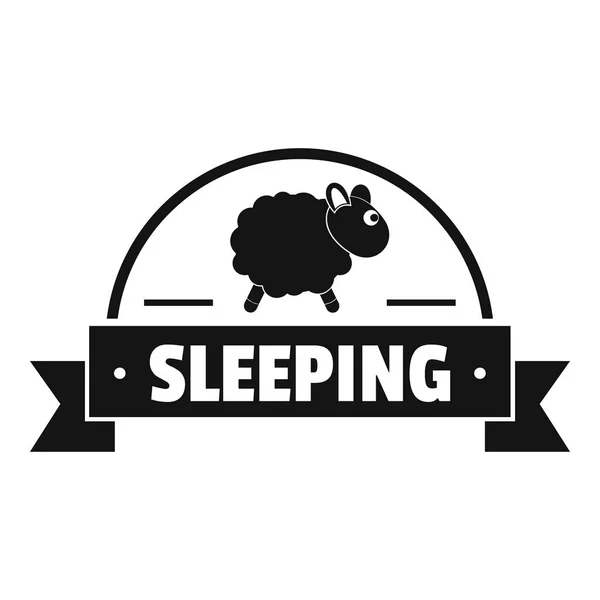 睡眠绵羊标志, 简单的黑样式 — 图库矢量图片