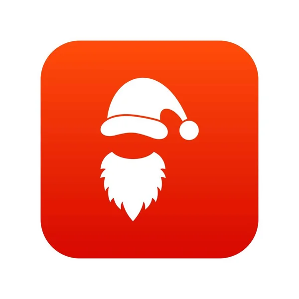 Boné com pompon de Papai Noel e ícone de barba vermelho digital — Vetor de Stock