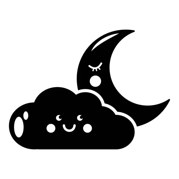 Moon and cloud icon, simple style — Stock Vector