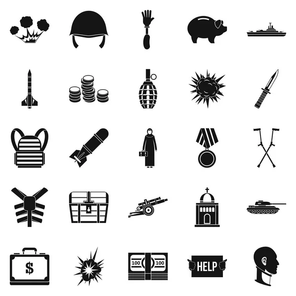 War crime icons set, simple style — Stock Vector