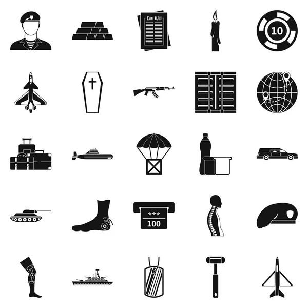Conséquence des icônes de guerre ensemble, style simple — Image vectorielle