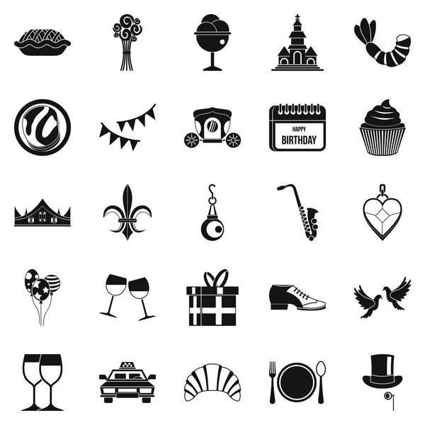 Banquet icons set, simple style