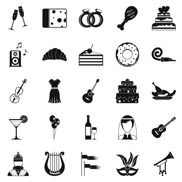 Conjunto de iconos de fiesta, estilo simple — Vector de stock