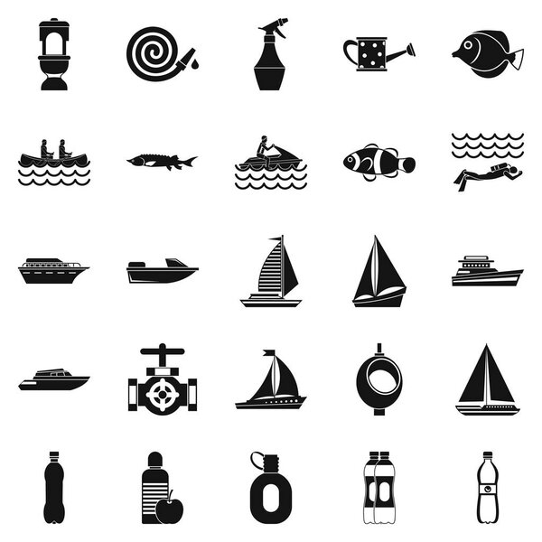 Backwash icons set, simple style