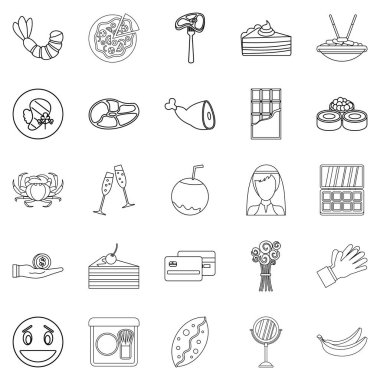 Icons set, anahat stili eğlendirmek