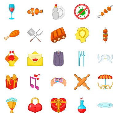 Memnun Icons set, karikatür tarzı