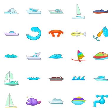 Icons set, karikatür tarzı daldırma