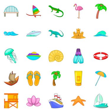 Deniz Icons set, karikatür tarzı