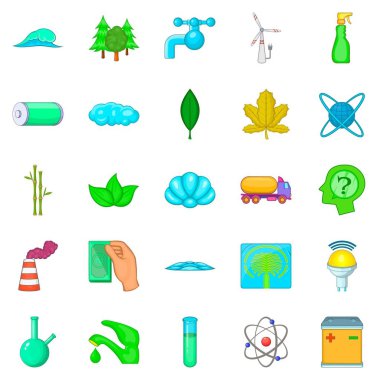 Su enerji Icons set, karikatür tarzı